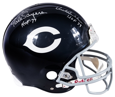 Gale Sayers & Dick Butkus Dual Signed & Inscribed Chicago Bears Full Size Helmet (Mounted Memories)